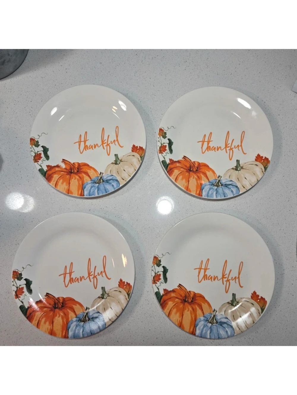 Set of 4 Pfaltzgraff Thankful Pumpkin Design Salad Plates